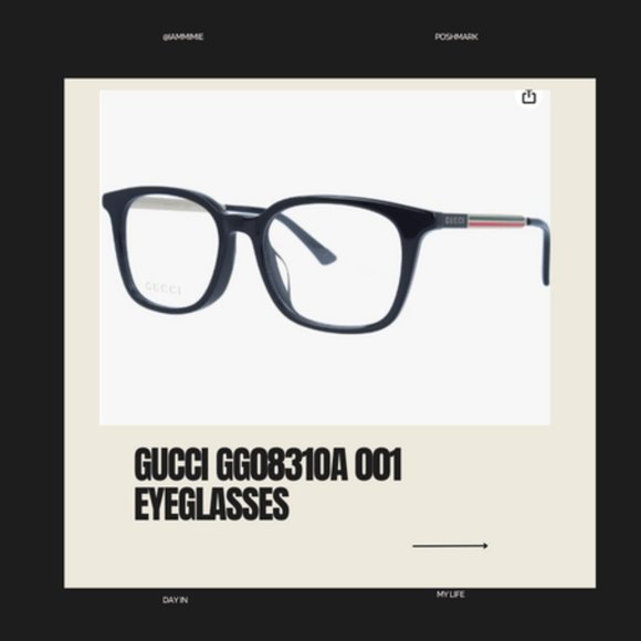 Gucci GG0831OA 001 Eyeglasses Men's Black/Gold Full Rim Optical Frame 52…